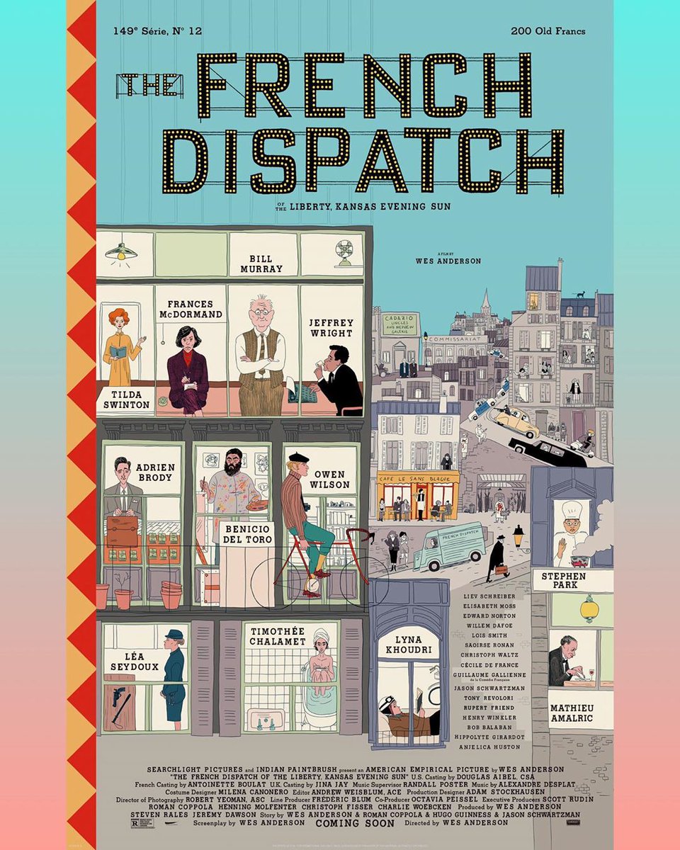 #WesAnderson'ın yeni masalı #TheFrenchDispatch'in ilk posteri ve görselleri yayımlandı!