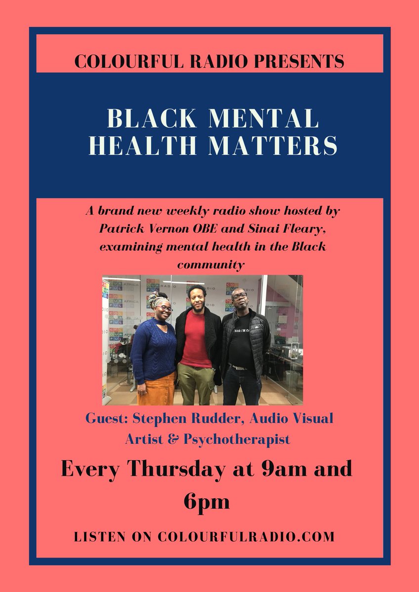 🚨Black Mental Health Matters🚨 On tomorrow’s show, we talk to Psychotherapist, Stephen Rudder, about mental health in the Black community. Plus, he discusses his audio visual exhibition about Black well-being, which was exhibited at the BCA. Tune in 9AM/6PM on <a href="/colourfulradio/">Colourful</a>