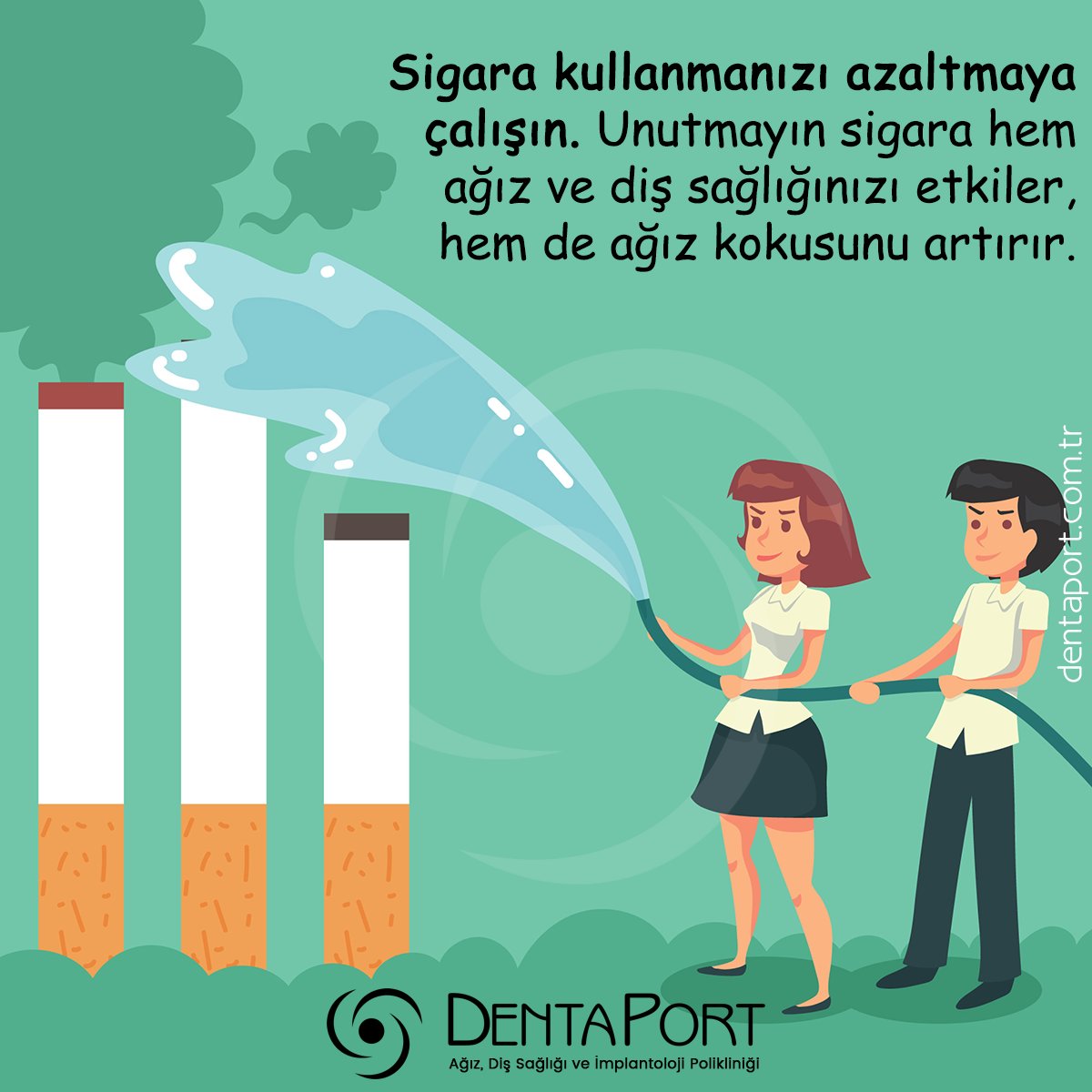 Sigara kullanmanızı azaltmaya çalışın. Unutmayın sigara hem ağız ve diş sağlığınızı etkiler, hem de ağız kokusunu artırır. #DentaPort 

☎️ Bilgi için: +90 212 442 11 42
🌐 dentaport.com.tr
