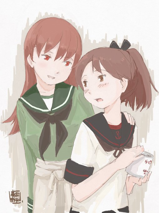 素敵なお姉さんからゆであずきを貰った女の子を描きました。 