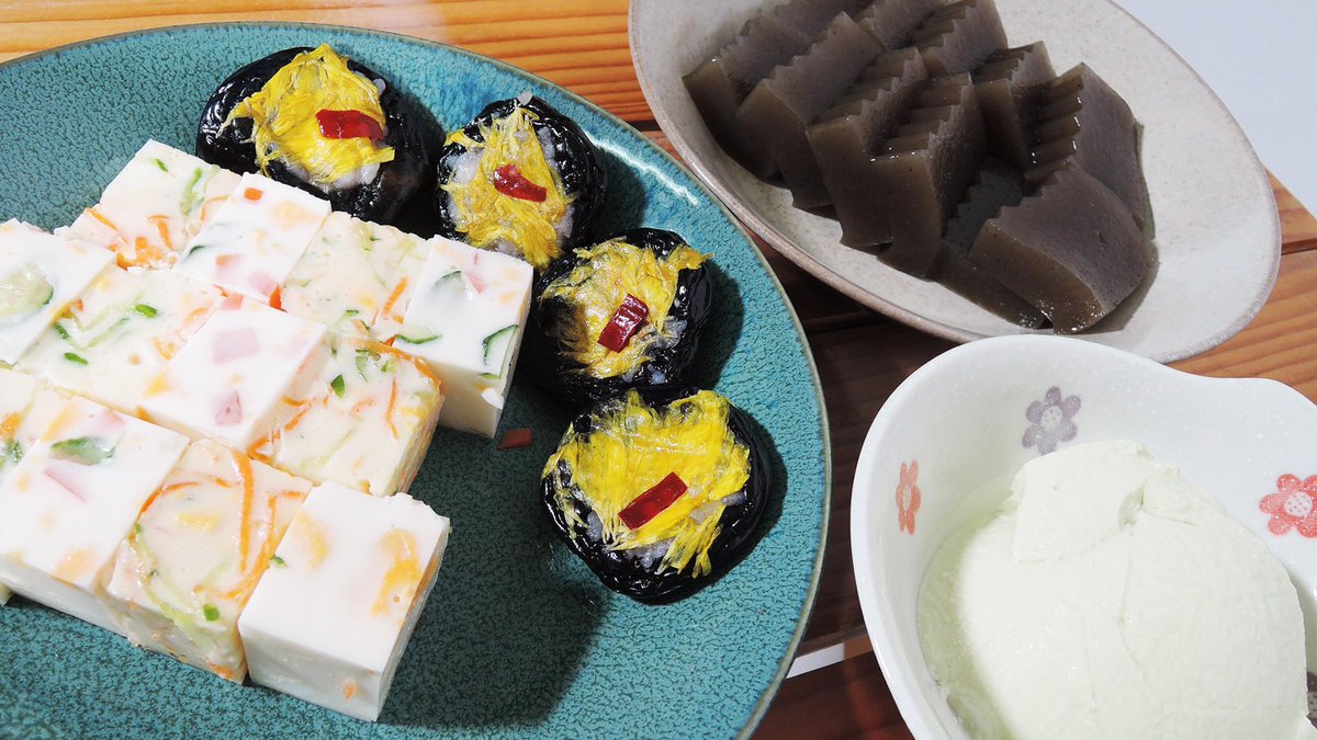 梅田りあ サラダ寒天 マヨネーズサラダ寒天 なすの花ずし えご よせ豆腐 秋田県大仙市 しゅしゅえっと まるしぇ Chouchouette Marche で買いました どれも美味しかったです