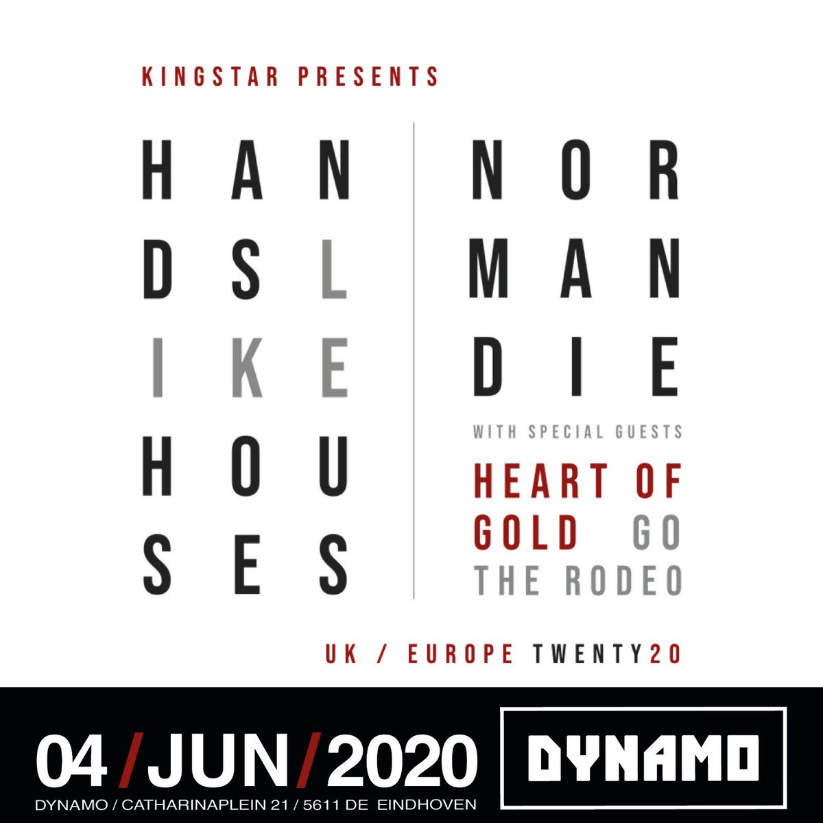 DynamoRock040's tweet photo. Op donderdag 4 juni bundelen Hands Like Houses en Normandie hun krachten! Ze nemen de Britse rockers Heart Of Gold en de Zuid-Afrikaanse electro-rockband Go The Rodeo mee. #dynamorock #handslikehouses #normandie #heartofgold #gotherodeo #concert #eindhoven https://t.co/v6dDQYwNpK