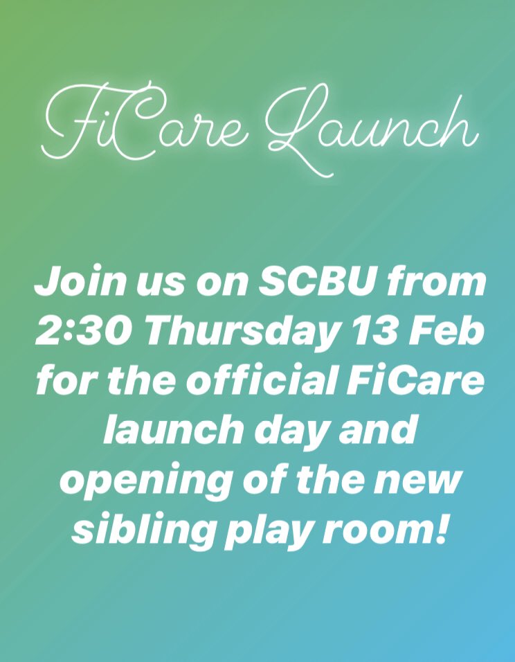 Join us at Whiston SCBU for ☕️ and 🧁 tomorrow from 2:30 for the official launch of FiCare and the reopening of the newly revamped Sibling Room! Let’s celebrate families in NICU!!! #NeoMates @sthknhs