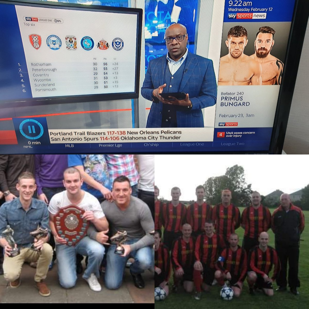 Jason51866655's tweet photo. Great seein a Old Colts Player
Chris Bungard doing so well for himself going from strength to strength
And Now the Main Event at
@Bellator_Europe 240 plastered all over @SkyFootball @HolytownColts @CowaBungard 👍👏👍
#AlwaysAColt
#PubPub 🍺🍺🍺 https://t.co/NTmlzuWsXd