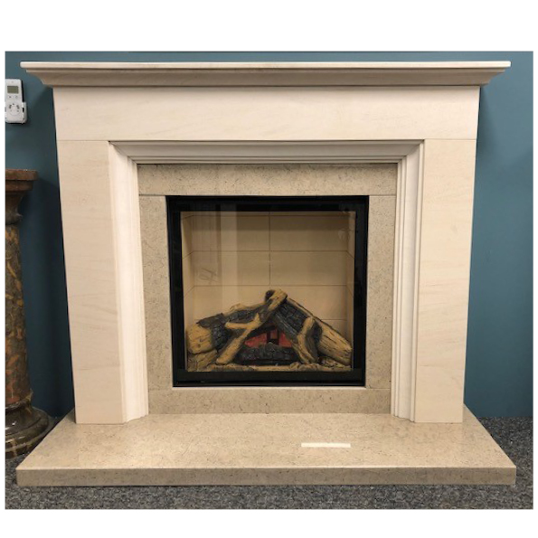 Fdcukltd's tweet image. 💥BOOM!!💥 A showstopper of a NEW display in our showroom....our Abingdon surround in veined #limestone with polished blue #moleanos limestone slips &amp;amp; hearth with an Infinity 620HD UBL gas fire @cJfires  .
➡️fdcuk.co.uk⬅ ☎ 01722 716161