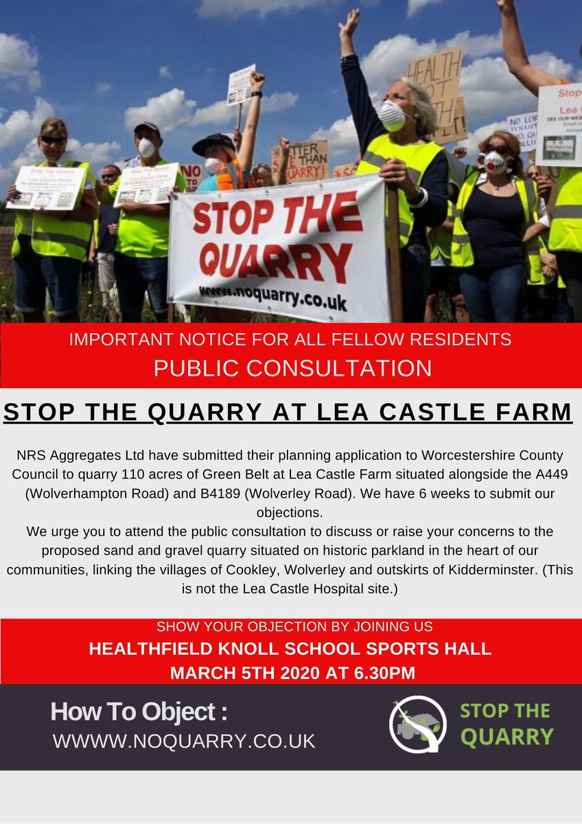 NOQUARRYDY10's tweet photo. Join Us Public Consultation @heathfieldknoll school sports hall. 03.05.20 at 6.30pm https://t.co/wVy8yxkIvp #SORRYNOQUARRY https://t.co/7U6UtOxBD9