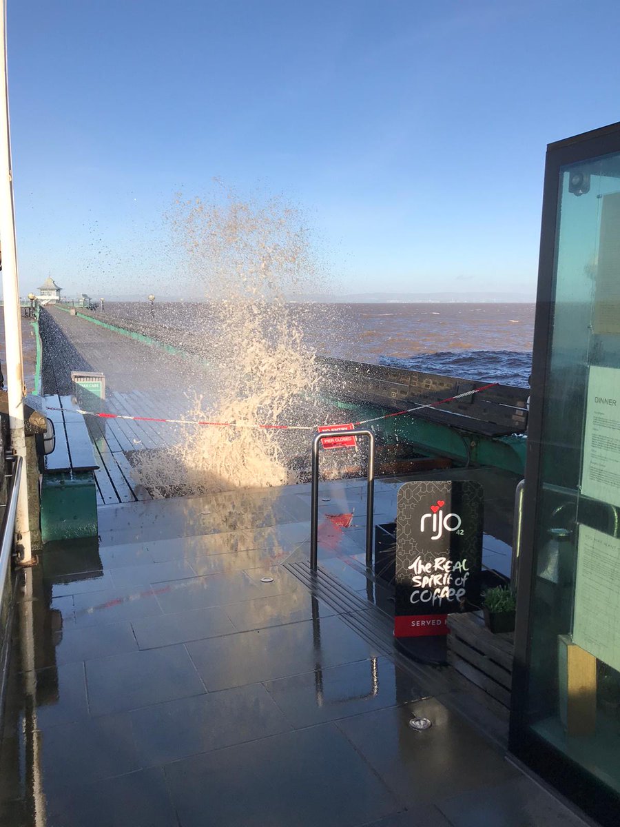 The first set of planks at the start of the pier get lifted by our awesome volunteer 'plank lifters' during strong winds and high tides. 
This is why! The force if not removed would snap them! 
#clevedon #clevedonpier #StormCiara #hightide