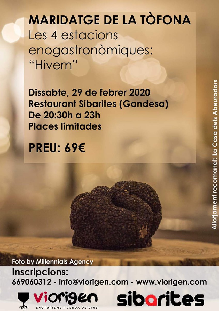 Us presentem nova proposta #maridatge d'Hivern dins un cicle de maridatges sota el nom "Les 4 estacions enogastronòmiques" que anirem fent a diferents restaurants de l'Ebre. Primera edició al Sibarites de #Gandesa #TerraAlta viorigen.com