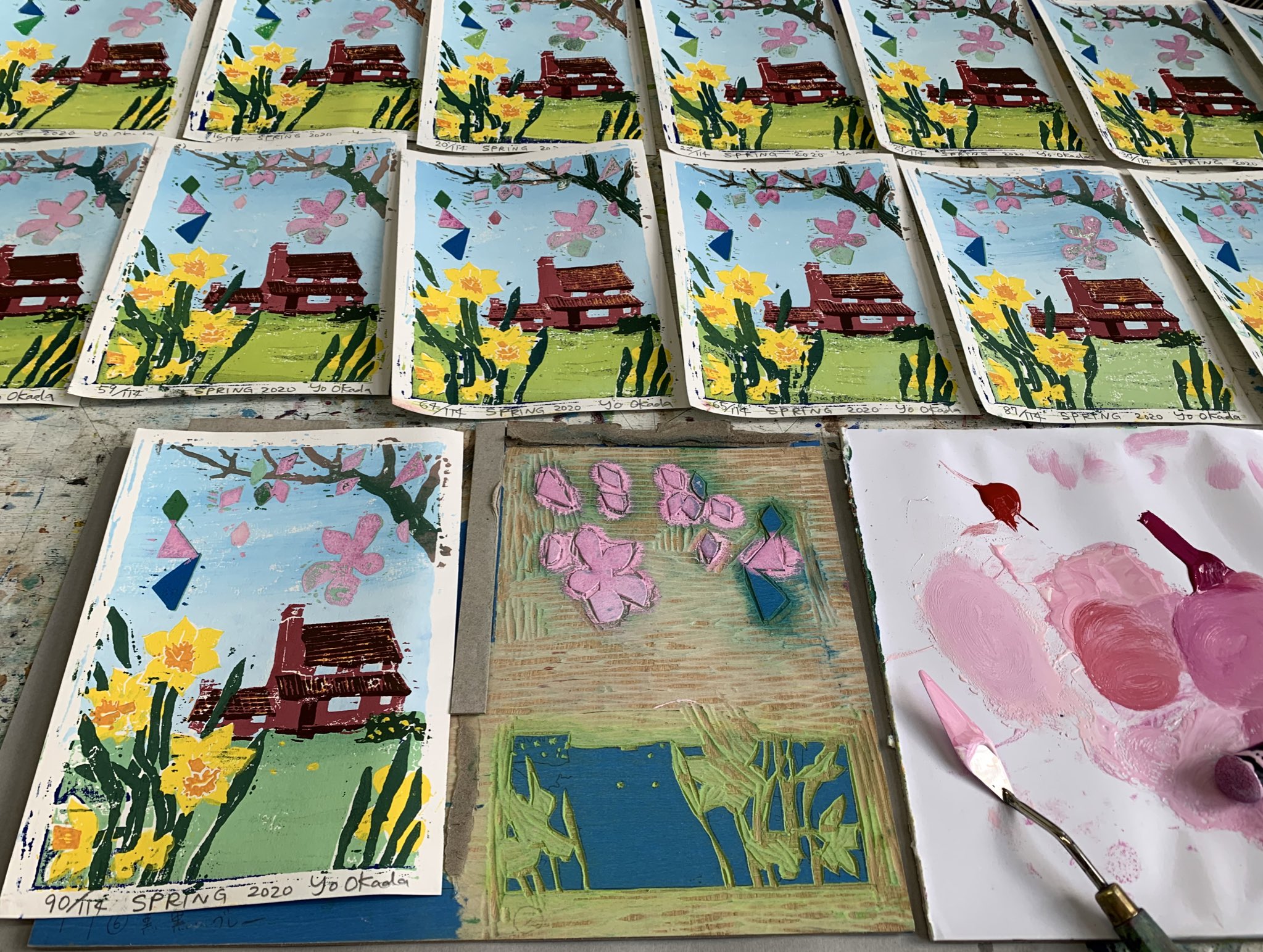 𝖸𝗈 𝖮𝗄𝖺𝖽𝖺 5分で完売したイギリス四季 版画 Spring 春 復刻版の桜バージョン リクエストにお応えして刷り直しました 全部で枚限定 明日2月13日 木 日本時間19時 Gmt 10am Cet9am に発売します 今夜 娘就寝後にプレビューをアップします
