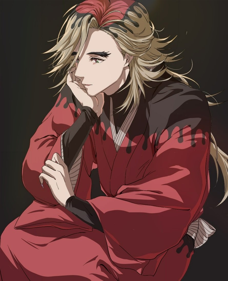 1boy male focus solo long hair japanese clothes long sleeves blonde hair  illustration images