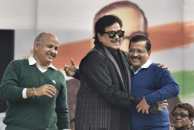 Shatrughan Sinha With Arvind Kejriwal, manish sisodia