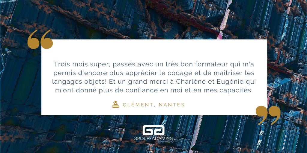 Merci Clément pour ton témoignage ! Toute l'équipe Adaming te souhaite plein de réussite dans tes nouvelles aventures dans le numérique 🚀
Vous aussi, sautez le pas et #osezlenumerique avec le Groupe Adaming
#bigdata #numerique #GroupeAdaming