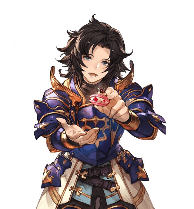 1boy male focus incoming food solo armor white day black hair  illustration images