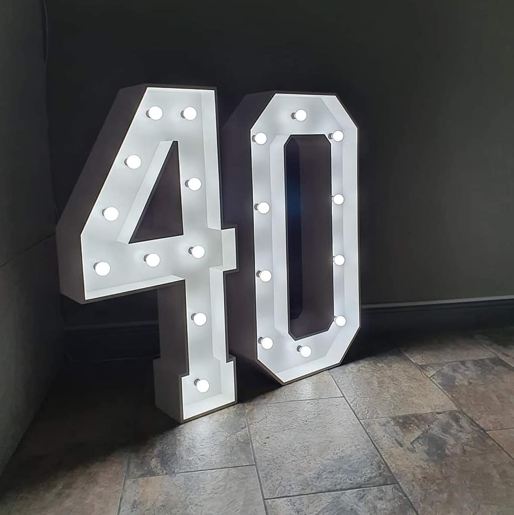 4ft "40" Led Light up Number Lights set up at The No3 Bar, Blackpool. #birthday #40thbirthday #venuedresserpreston #prestonvenuedresser #venuedressernorthwest #venuedressingnorthwest #lightuplettersnorthwest #lightupnumbersnorthwest #northwestvenuedressing #northwestvenuedresser