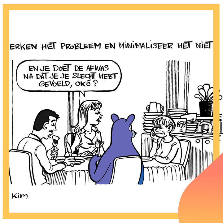 Vandaag is het #wordwarmewilliam woensdag, dus krijg je van ons een tip in cartoonvorm!⁣
⁣
Als het even moeilijk gaat heb je iemand nodig die achter jou staat. Toon je vriend(in) dat zijn/haar verhaal belangrijk is &amp; dat het serieus wordt genomen. Zo word je #warmewilliam 💪💙