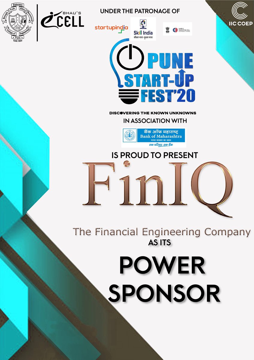 BIEC_COEP's tweet photo. With just 3 days to go, presenting to you our Power Sponsor #FinIQ #punestartupfest #coep https://t.co/CbOXehoJ6V