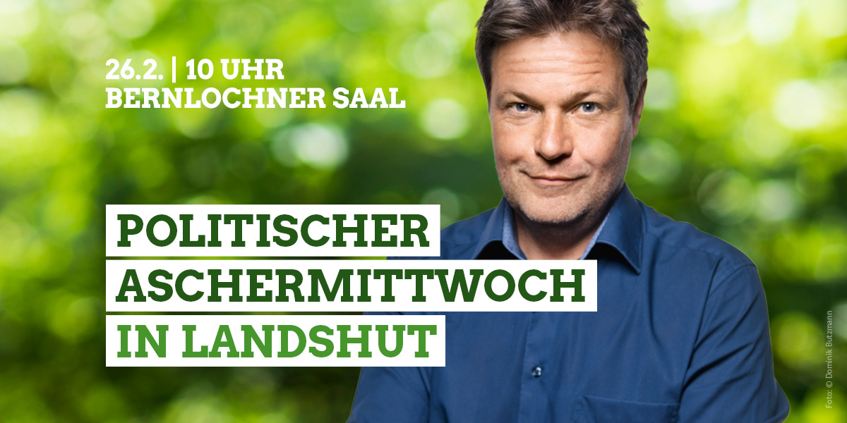#SavetheDate: Am 26.2. findet unser grüner Politischer Aschermittwoch in #Landshut statt. Mit dabei: #RobertHabeck, <a href="/SigiHagl/">Sigi Hagl</a>, <a href="/EvaLettenbauer/">Eva Lettenbauer</a>, <a href="/LudwigHartmann/">Ludwig Hartmann</a> und unsere starken Konzepte für Bayerns Kommunen. Sei dabei! 👉 gruene-bayern.de/termin/politis… #PAM20 #weilwirhierleben