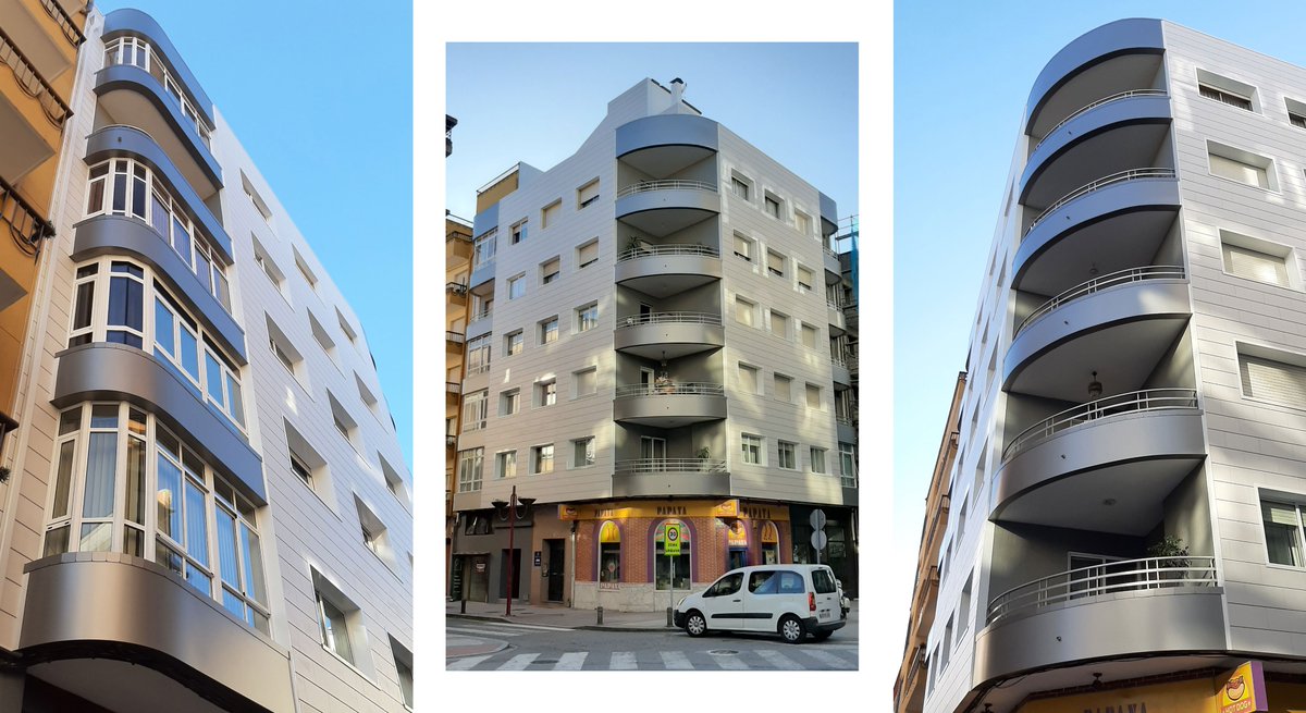 GrupoAlumisan's tweet photo. #Rehabilitación de una #fachada dónde utilizaron #panel #larsoncomposite curvado en smoke metallic para la zona de los balcones y galerías.

#MecanizadosMetálicos #Alumisan #panelcomposite #aluminio #curvado #arquitectura #amedida #FelizMiércoles https://t.co/iJbSMKObSc