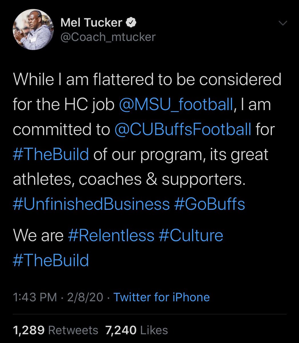 sbell021's tweet photo. Michigan State is replacing its coach who bailed on his team one day before signing day with a coach who bailed on his team less than one week after signing day. Both publicly declared they were committed to their respective teams for the 2020 season. Seems like a great fit. https://t.co/1aq7AqiGXA