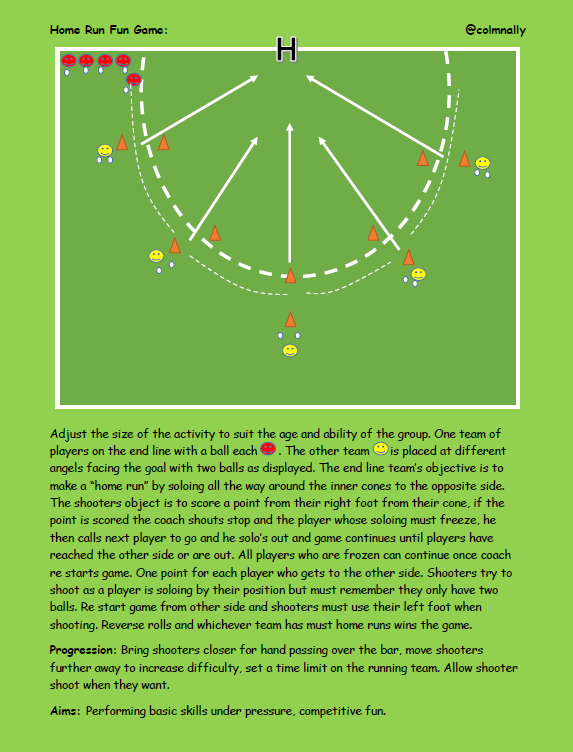 colmnally's tweet photo. Always Find Time For Fun When Coaching Younger Players. "Home Run" Game for Children. #Coachingfun @StColmcillesGAA @BarryMullane1 @MooneyOwen @GAAGKCOACH @gaa5star @meathgaalad1 @_TR69 @gaalover https://t.co/FWRNufWzf3