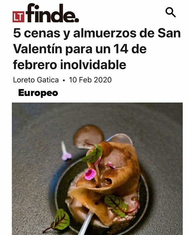 Muchas Gracias a <a href="/laterceracom/">La Tercera</a> y <a href="/lt_finde/">Finde</a> por elegir la propuesta especial del @restauranteuropeo como una de las 5 cenas inolvidables para este 14 de Febrero.

Es cierto, actualmente Europeo, el que salió elegido como Mejor Restaurante por el Círculo d… ift.tt/39rp2QI