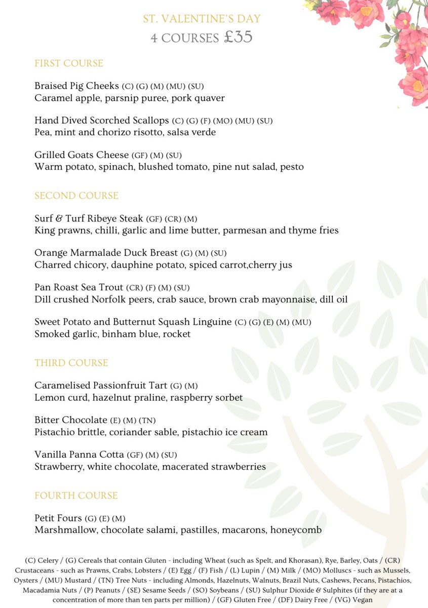 Have you left your Valentines plans to the last minute? 🌹We still have some availability for our delicious four course meal- give us a call and book now- 01366 347 747 📞