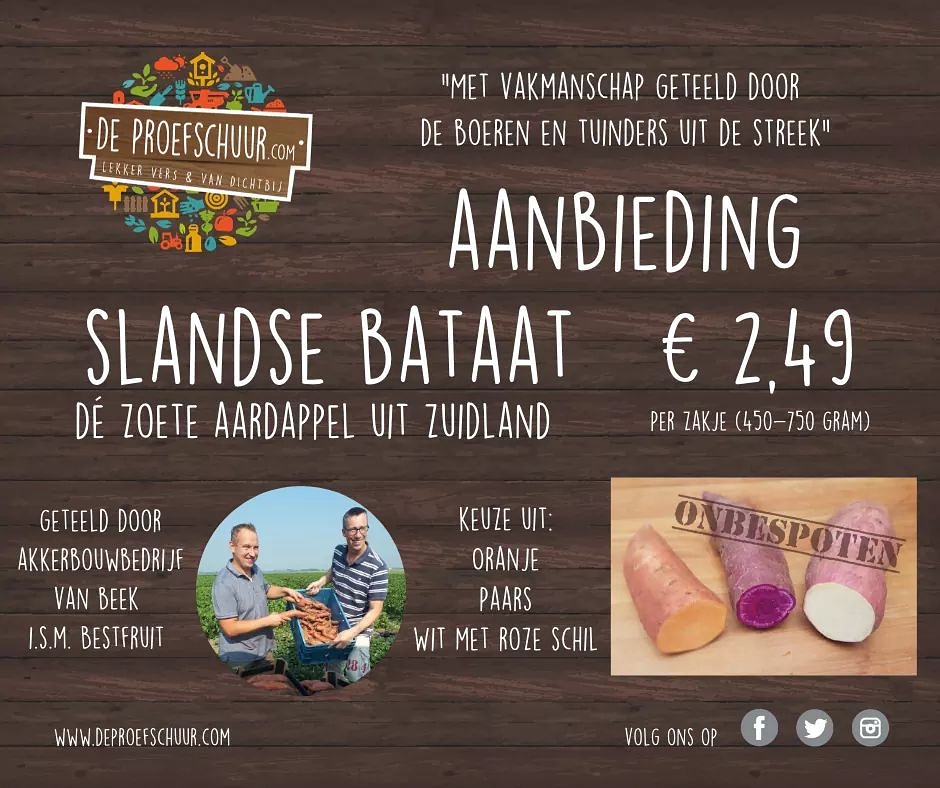 Zoete aardappelen #Zuidland!  Verkrijgbaar in verschillende kleuren, welke vind jij het lekkerst? Dit weekend in de aanbieding <a href="/PLUSRozenburg/">PLUS Rozenburg</a>  AH #Heenvliet, Spar #Abbenbroek Spar #Goeree. Geteeld <a href="/OPVoornePutten/">OP Voorne-Putten</a> <a href="/johan_2710/">Johan van Beek</a> en Remco van Meggelen #smaakvol #duurzaam #onbespoten