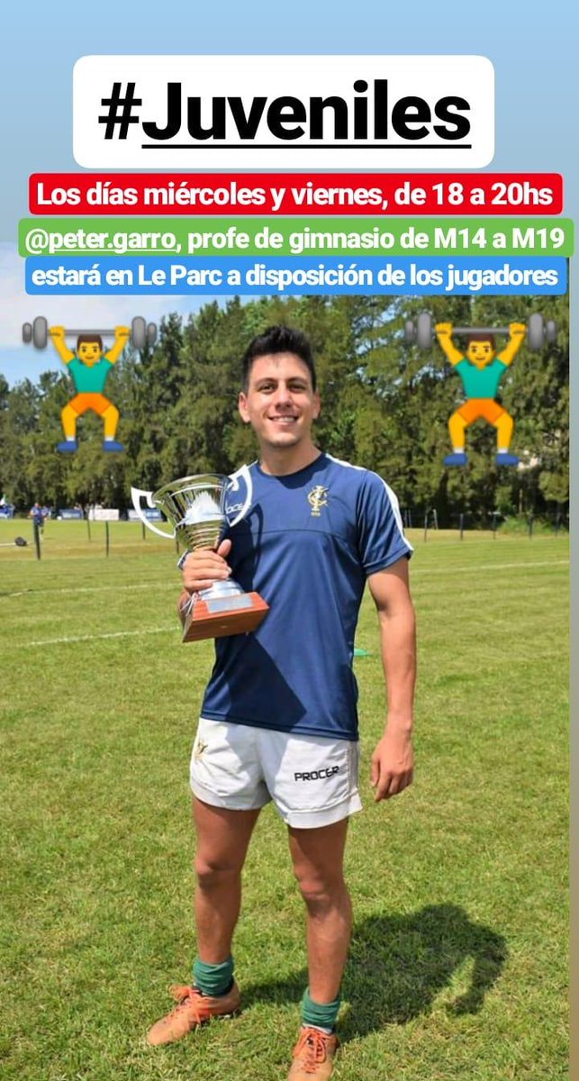 #Juveniles Pedro Garro, profe de gimnasio de estas divisiones, estará presente en Le Parc los miércoles y viernes de 18 a 20hs.
¡A entrenar!