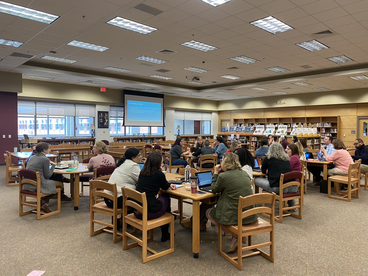 jcavanaugh711's tweet photo. Colleagues sharing powerful examples about student growth and the impact each of us can have on students every day! Never underestimate the power of one! @RockRidgeHigh @LCPS_MTSS #lcps19 https://t.co/w14RqJtPoq