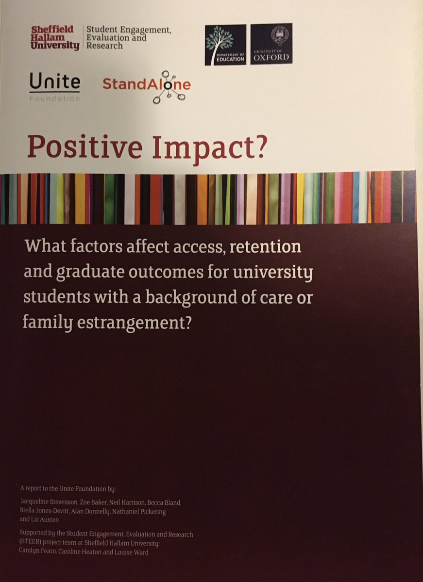 Thank you to the @theunitefdn for hosting the launch event of the new report on care experienced and estranged students experience of higher education. @SHU_StEER @StandAloneHE @sheffhallamuni and Rees Centre Oxford