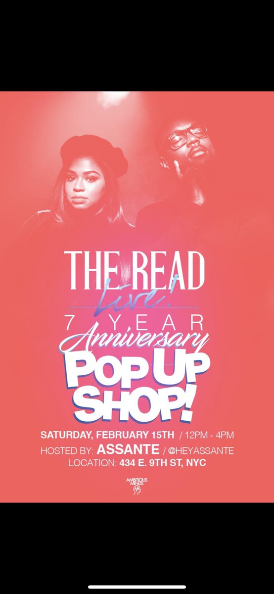 ThisIsTheRead's tweet photo. Come by #TheReadPopUp this Saturday ahead of #TheReadLive from 12-4pm in NYC! Hosted by @heyassante ✨ https://t.co/fMP4KalKab
