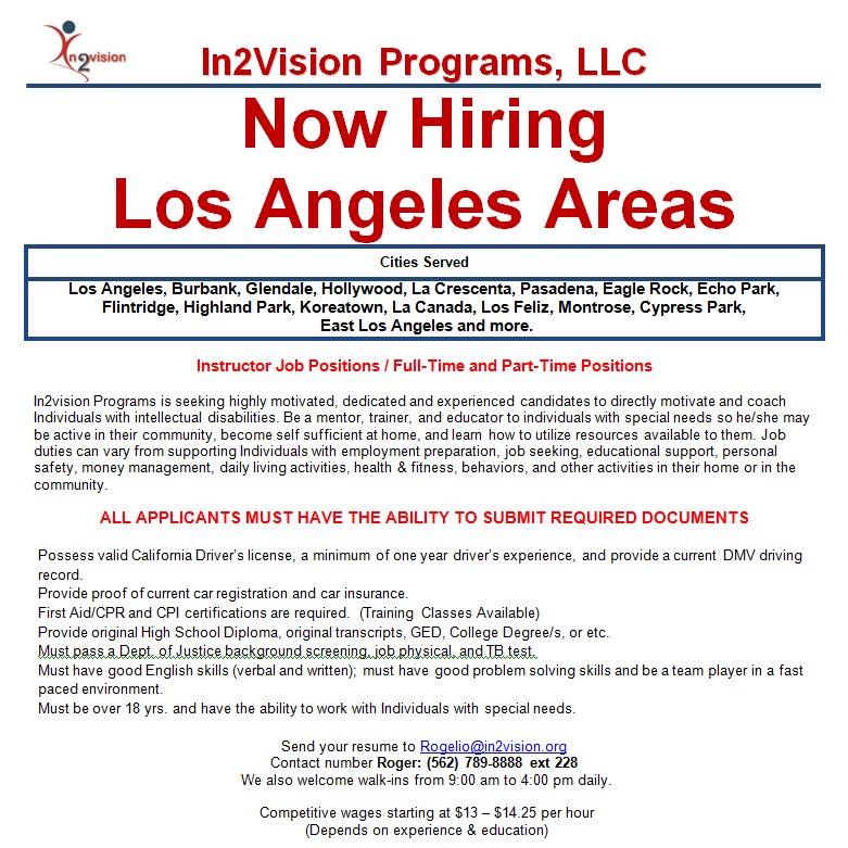 In2visionLLC's tweet image. Never too late to start the year with a fresh start! If you are looking to join a new field, please take a moment to check out our Community Instructor job opening @ in2vision.org/apply #nowhiring #whittier #LosAngeles