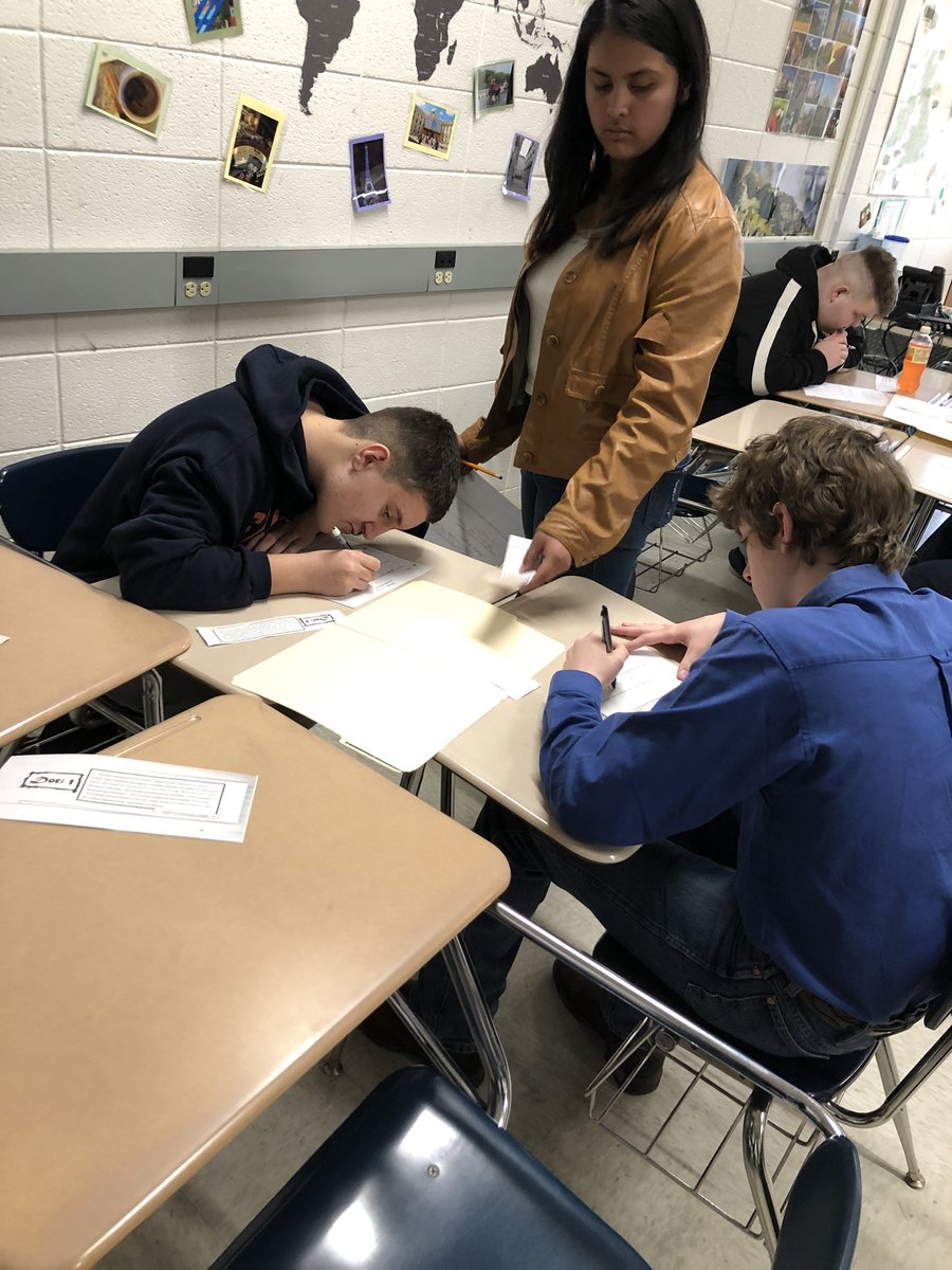 JoyKinley's tweet photo. Students working with primary sources in stations.  @starmounthigh @yadkincoschools https://t.co/Rs8ObEH5D3