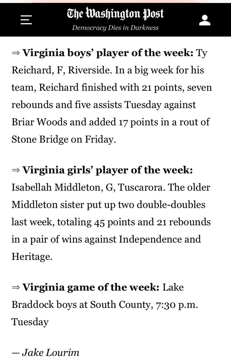 RHS_Rams_Hoops's tweet photo. Congrats @ty_10_r (Senior, Ty Reichard) for being named @WashPostHS VA HS Public School Player of the Week for last week. https://t.co/UwmxtHhDLs… @RVHSRamsSports @Grayson_Alto @novahoopsCom https://t.co/njoIfGTyKy
