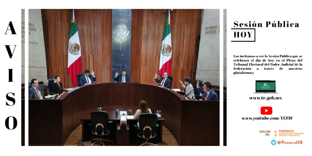 📢 En unos minutos más, dará inicio la transmisión de la sesión pública del <a href="/TEPJF_informa/">TEPJF</a> donde se resolverán los siguientes asuntos: bit.ly/31LjL3Z   

📺 ¡Síganla en directo por nuestro canal!