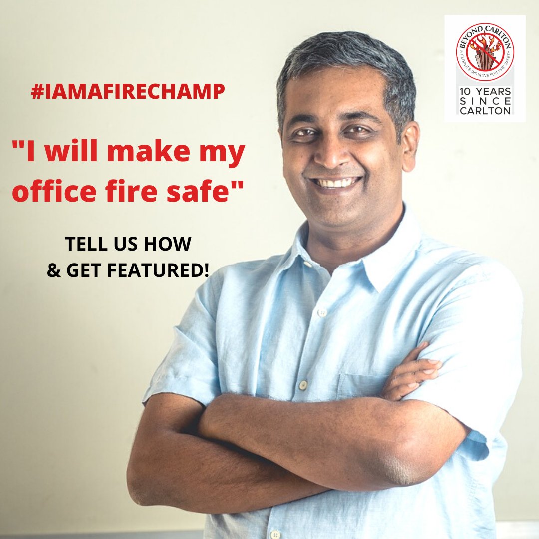 beyondcarlton's tweet photo. Fire safety is everyone’s responsibility. Are you a responsible citizen? Do you care to check for the fire safety of yourself and others at your office? Then you are a #firechamp. Here’s a chance to get featured on our social media. #iamafirechamp. Visit https://t.co/WUxNqzgLNt https://t.co/rEQD6dTDeX