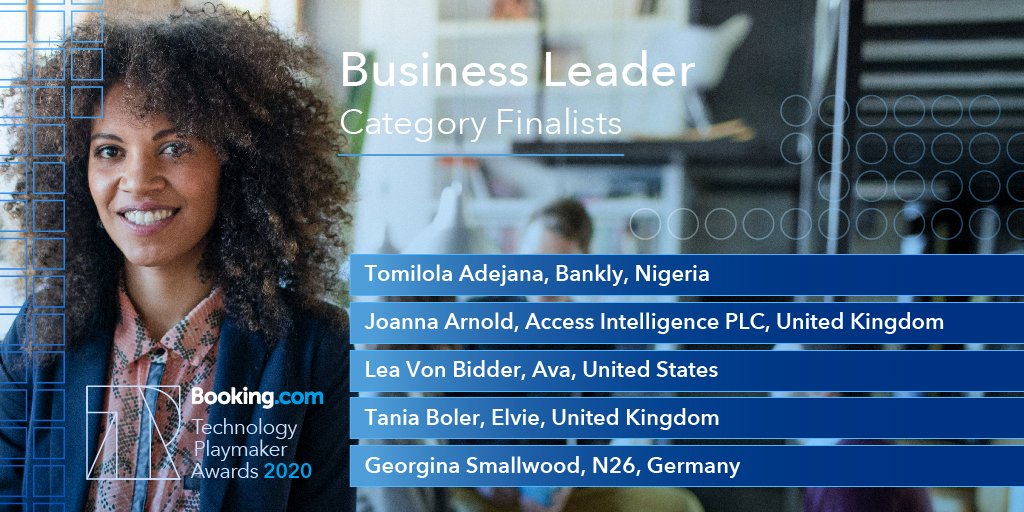 Over the moon to have been shortlisted for 'Business Leader of the Year' in the #BookingTechPlaymaker Awards 2020! Congratulations to the other finalists. bit.ly/2Sk7RuD <a href="/bookingcom/">Booking.com</a> #WomenInTech