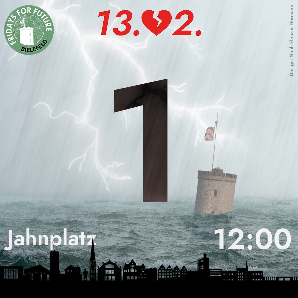 FFF_Bielefeld's tweet photo. 🔜 NUR NOCH 1️⃣ TAG BIS ZU UNSEREM 

ZENTRALEN KLIMASTREIK 😍

📍Jahnplatz, Bielefeld
⏰ 12:00 Uhr, 13.02

denkt daran Wasserfeste 🌧 Kleidung mitzubringen! 🙌 https://t.co/7p9GfXKkca