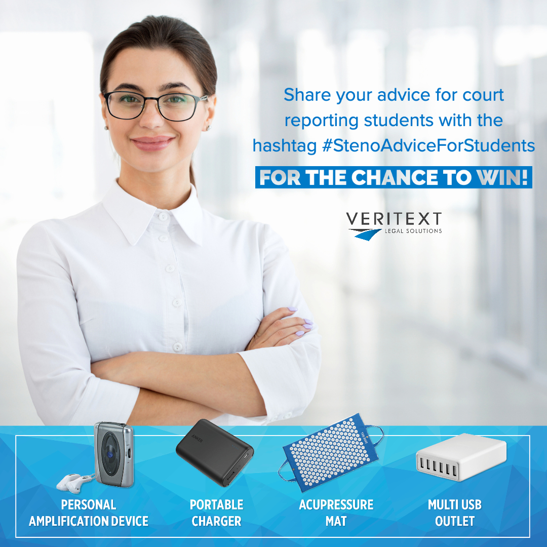 What is the best piece of advice you could share with a new reporter? Share your advice in the comments below with the hashtag #StenoAdviceForStudents for the chance to WIN! #VeritextCares #CRCW20