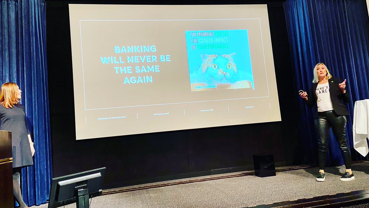 <a href="/doconomy/">Doconomy</a> Chairwoman <a href="/Helena_Mueller/">Helena Mueller</a> and <a href="/amsalonius/">Anne-Maria Salonius</a> of <a href="/alandsbanken/">Ålandsbanken</a> at #svdbanksummit describing the future of banking and the key role of <a href="/AlandIndex/">Åland Index Solutions</a>. #everydayclimateaction #impactbanking