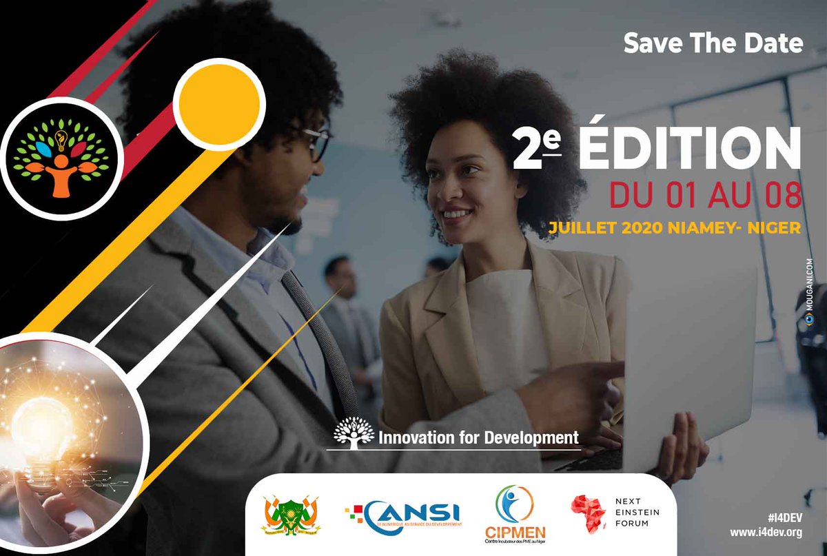 i4dev2020's tweet image. #I4Dev2020, pour des solutions de développement durable. #SaveTheDate

@AnsiNiger @Cipmen @NextEinsteinFor @Sahelinnov 

#NigerRising
#Innovation4Dev
#Digital4Dev
#Niger
#SmartVillage
#AfricaScienceWeek