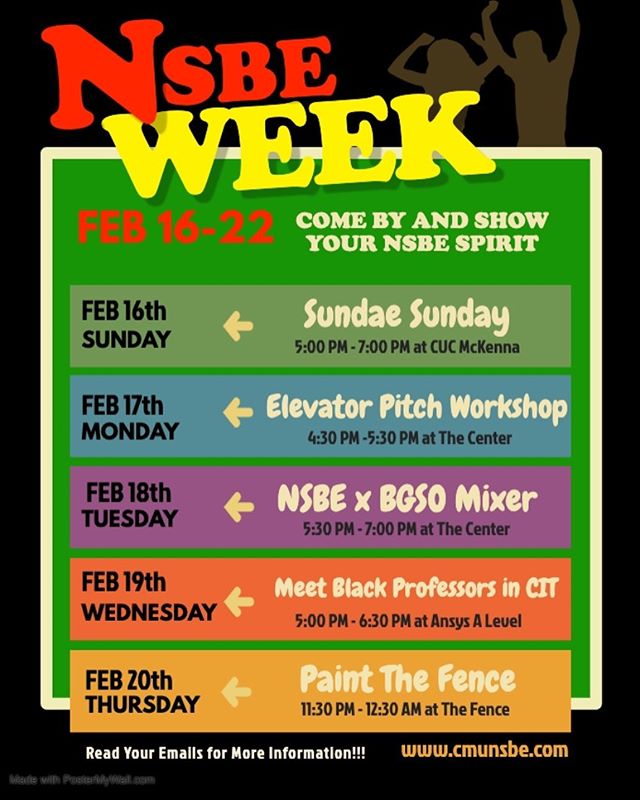 It’s our favorite time of year again! NSBE WEEK 🎉🎉🎉
Start your week off right with Sundae Sunday and end it on a high note with a Carnegie Mellon tradition

📸 instagram.com/p/B8eCoClnX8x/ via tweet.photo