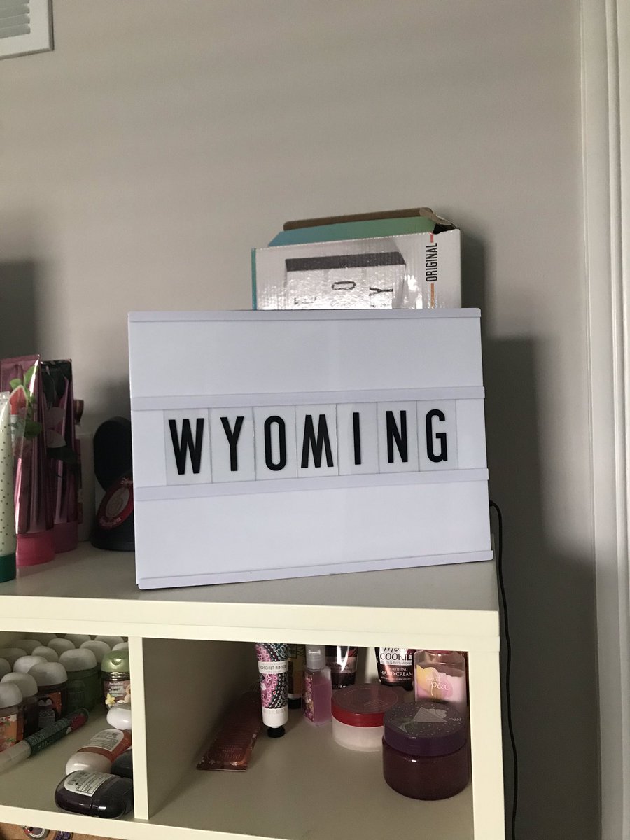 I will note that her disrespect for Wyoming is notable. She has long said, as a rhetorical non-sequitur, “is Wyoming even real?” And this has been displayed on the light box in her room for several months.