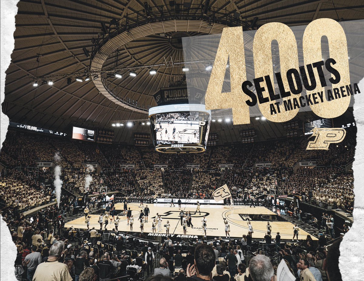 BoilerBall's tweet photo. 4️⃣0️⃣0️⃣

Last night’s game was the 400th sellout in Mackey Arena history. 

𝗚𝗮𝗺𝗲𝘀: 𝟳𝟴𝟵
𝗥𝗲𝗰𝗼𝗿𝗱: 𝟲𝟰𝟳-𝟭𝟰𝟮 (.𝟴𝟮𝟬)

Thank you #BoilerNation for making Mackey one of the best venues in college basketball. https://t.co/c10E1YB4IJ