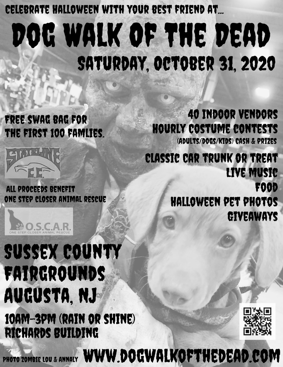 We want you to celebrate our favorite holiday with us <a href="/TheSCFairground/">The Fairgrounds</a> this Halloween and support O.S.C.A.R. &amp; animal rescue! Vendor tables are now on sale. Contact us deaddogwalk@gmx.com dogwalkofthedead.com #deaddogwalk #animalrescue #halloween2020 #NJ #trunkortreat 🐶🐾🎃🧟‍♂️