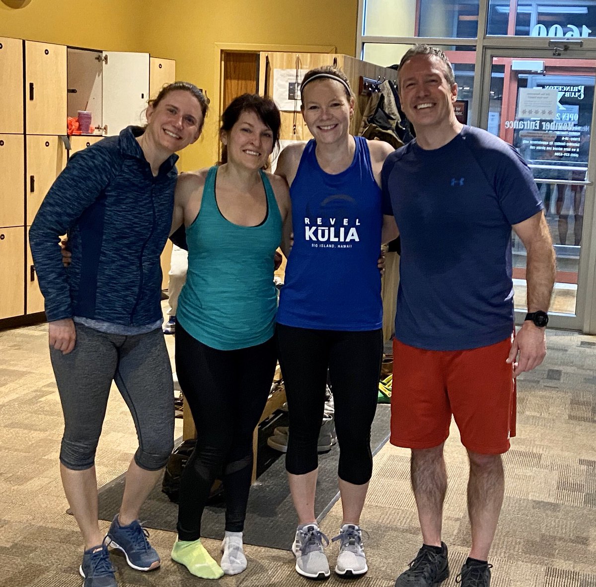 KellyKNoel's tweet photo. Last work out with Jenny, Tara and Jim before the move!  These guys &amp; 5am workouts have kept me sane for the last 5 years! Cheers to the “accumulator!” 💪🏻🏃‍♀️🏋🏼‍♀️ #Livewell https://t.co/tobeVNmtWy