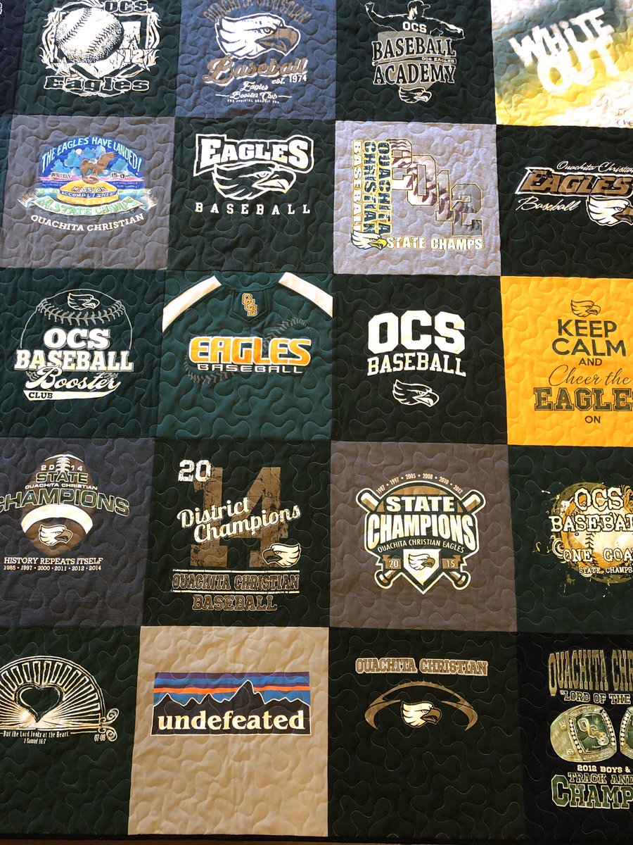 absewlutelyamy's tweet photo. Don’t let your memories hang in a closet. Let’s quilt em. #tshirtquilt #itsquilted #quiltyourmemories #memoryquilt #quiltyourtees #ocseagles #ouachitachristianschool https://t.co/z31V8Jo0Av
