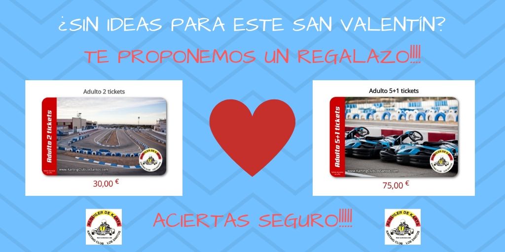 ¿Estás buscando el regao perfecto para este San Valentín? Aquí te dejamos una super ideaca!!! Sin duda sea ella o el le encantará!!!! Informaté en kartingclublossantos.com/regala-karting/