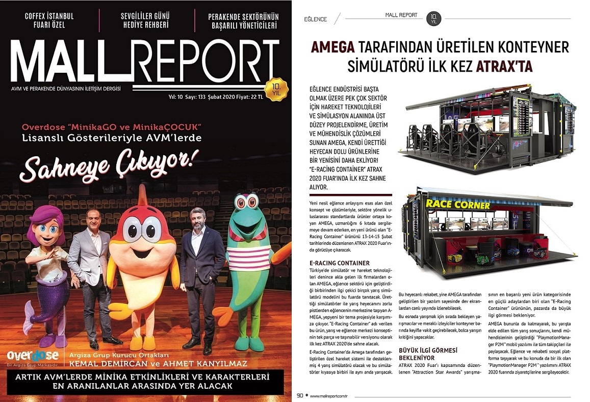 “E-Racing Container” will be showcased for the first time in ATRAX 2020 Fair! We are taking place in the Mall Report Magazine's February issue with our new E-racing simulator!

amegaentertainment.com/home/news/#med…

“E-Yarış Konteyneri” ATRAX 2020 Fuar’ında ilk kez sahne alıyor!