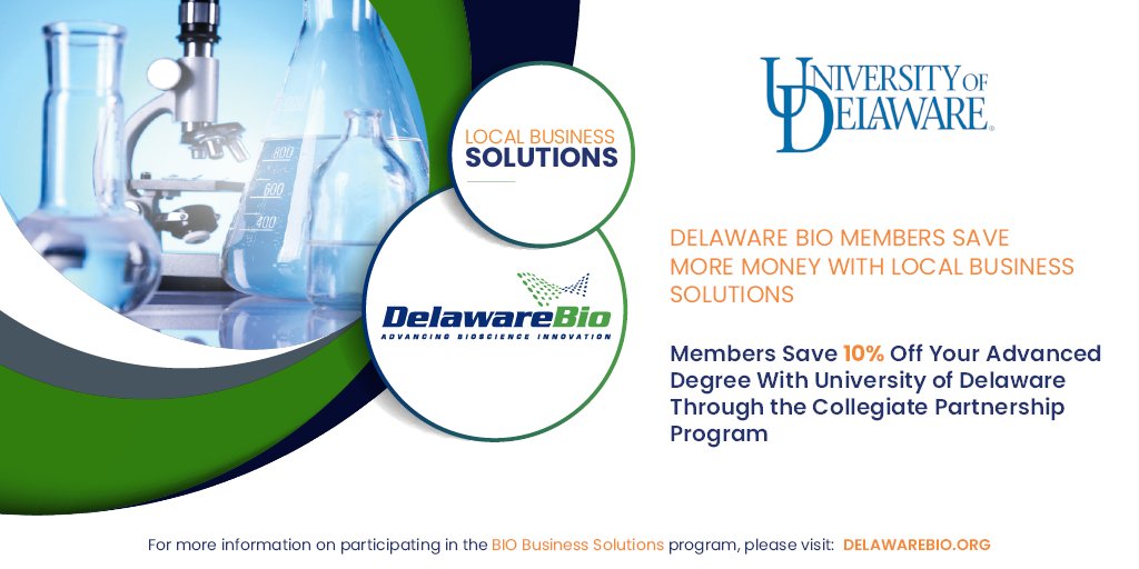 Delaware_Bio's tweet image. Being a #MEMBER of #DEBIO enables you to promote your business with #LOCALBUSINESSSOLUTIONS. Members recieve 10% off your advanced degree with @UDelaware! 
#NETDE loom.ly/IArbqOw